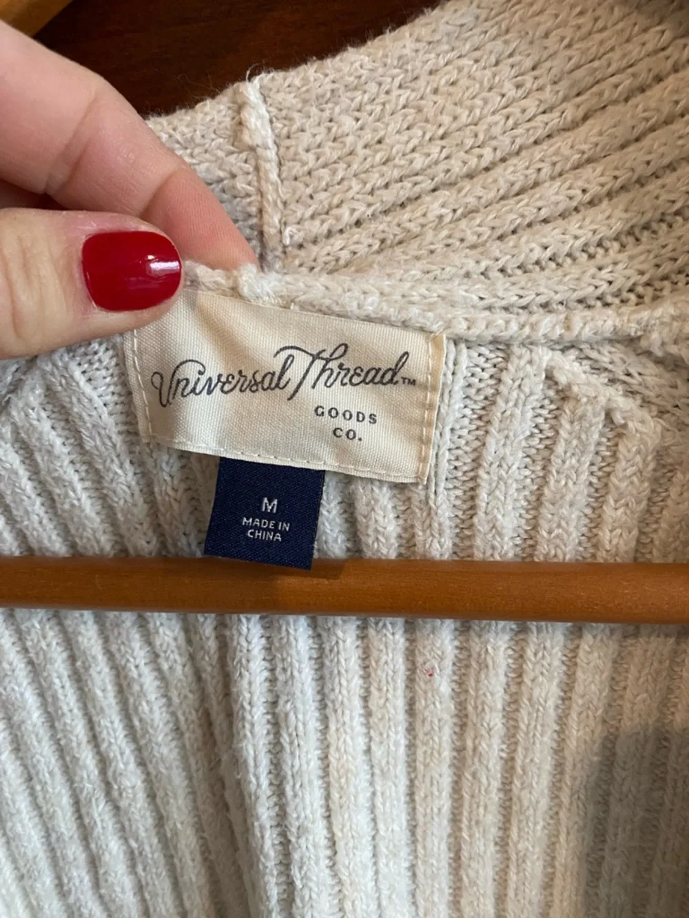 Universal Thread Cream Ribbed Open-Front Cardigan - Picture 2 of 4
